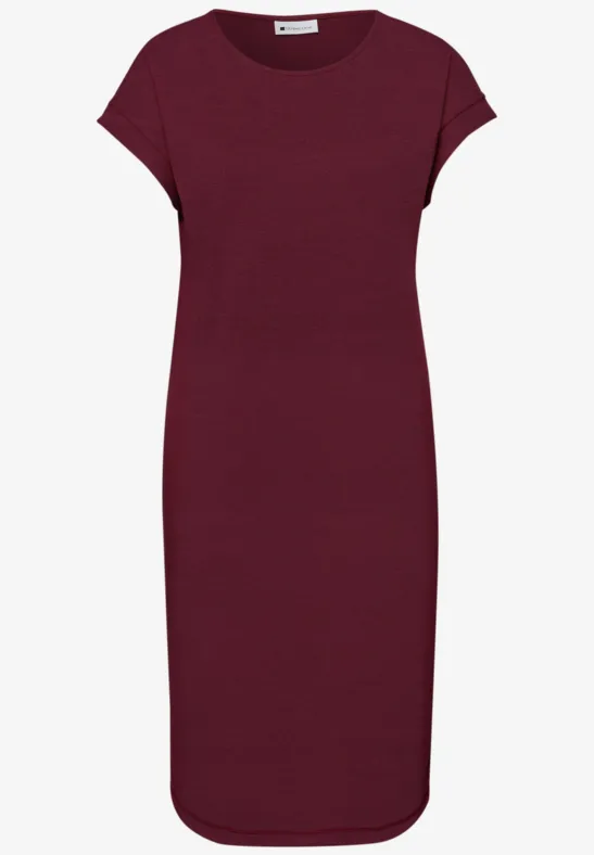 Knielange jersey jurk truffle red