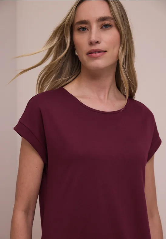 Knielange jersey jurk truffle red