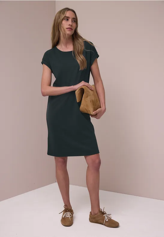 Robe en jersey mi-longue deep bound green