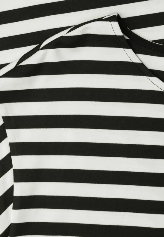 Knielange jersey jurk met strepen Black