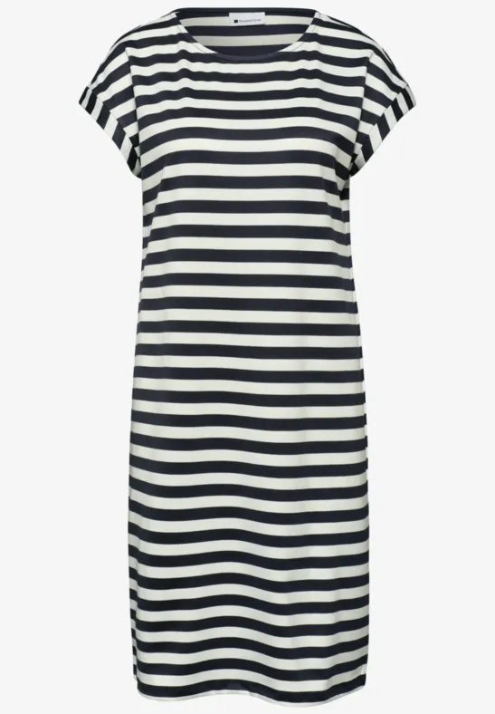 Knielanges Kleid aus Jersey mit Streifen shadowed navy