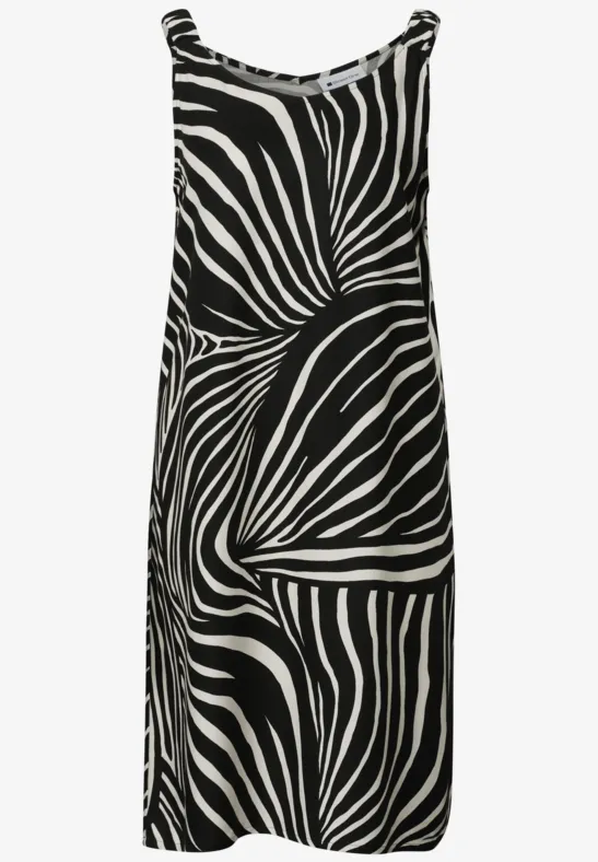 Zwart-witte, mouwloze jurk met zebrapatroon