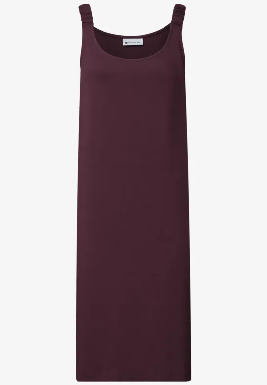 Mouwloze, lange jurk van zacht jersey in donker bordeaux.