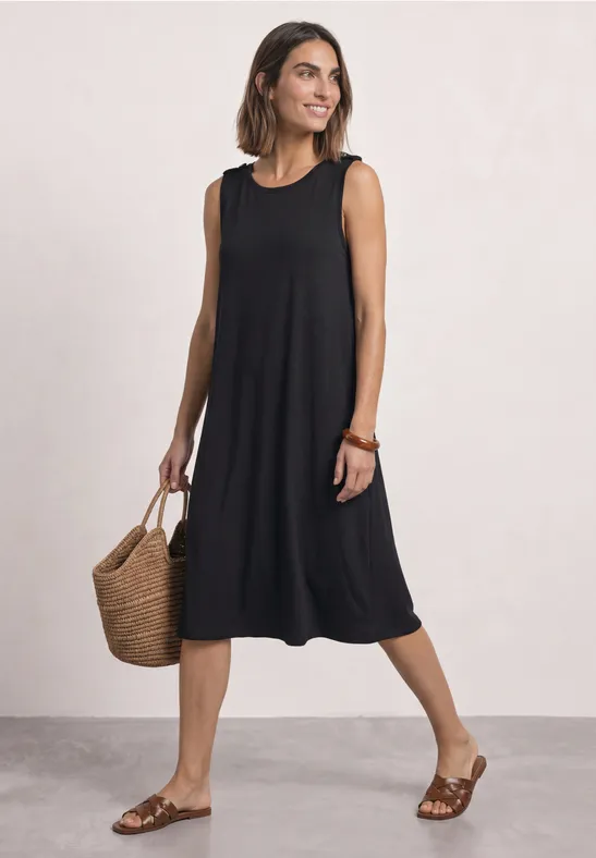Street One Kniehoge jurk met ronde hals en knoopdetail