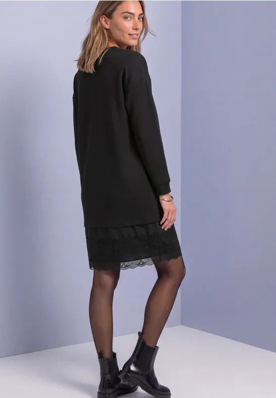 Street One Robe-sweat longueur genou avec bordure en dentelle