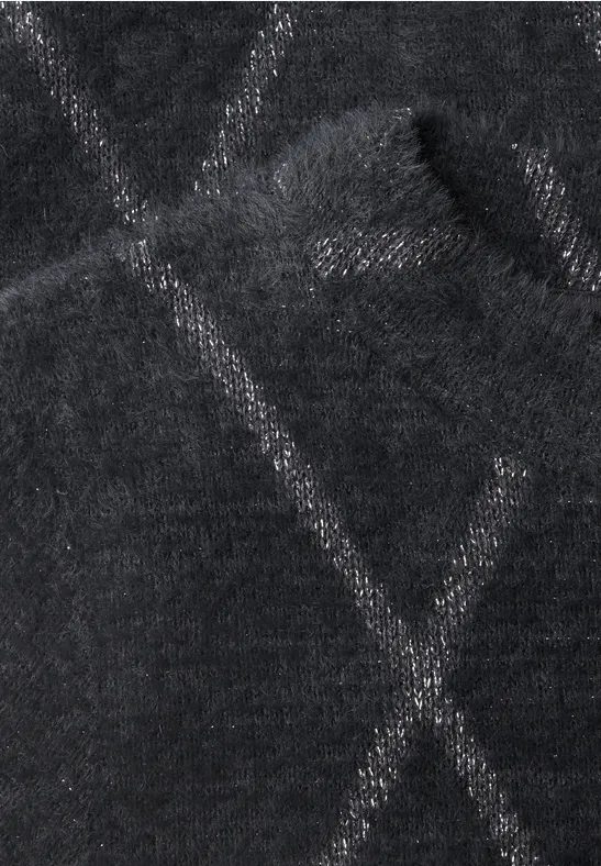 Gros plan d’un tissu noir avec un motif losange discret