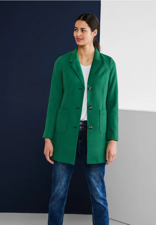 Cosy Mantel mit Reverskragen garden green