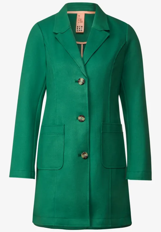 Cosy Mantel mit Reverskragen garden green