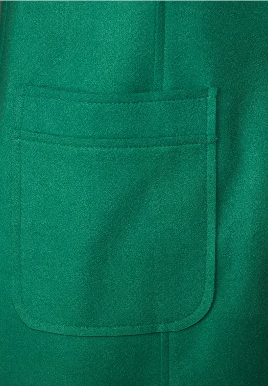 Cosy Mantel mit Reverskragen garden green