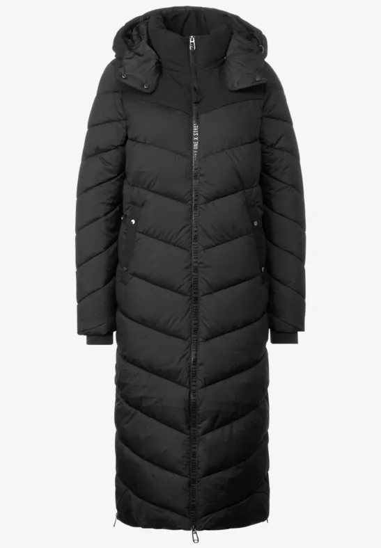 Langer Stepp Wintermantel Black