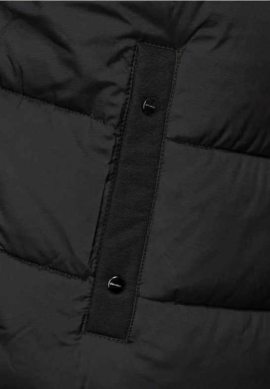 Langer Stepp Wintermantel Black