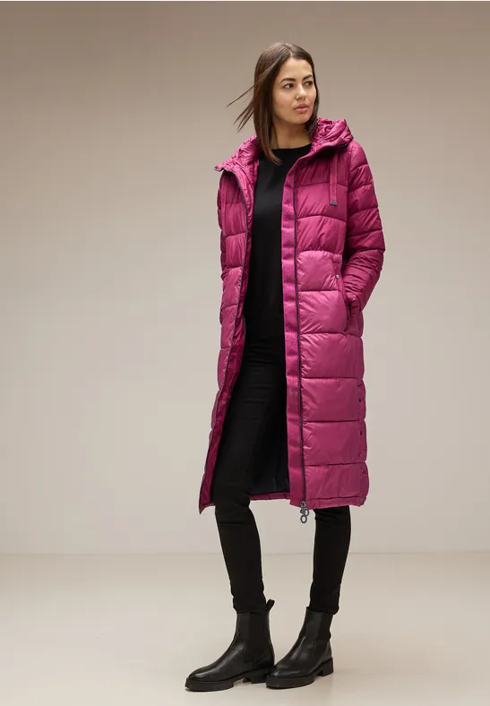 Zweifarbiger Wintermantel peony red