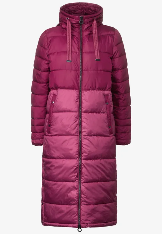 Zweifarbiger Wintermantel peony red