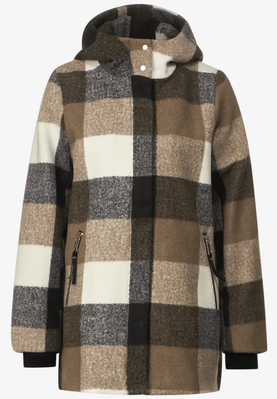 Hoodie Karojacke mit Kapuze rocky brown