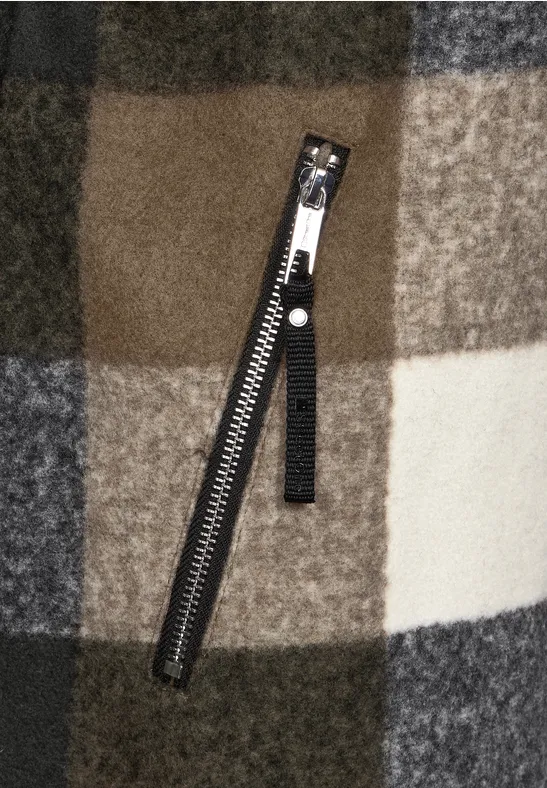 Hoodie Karojacke mit Kapuze rocky brown