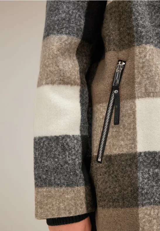 Hoodie Karojacke mit Kapuze rocky brown