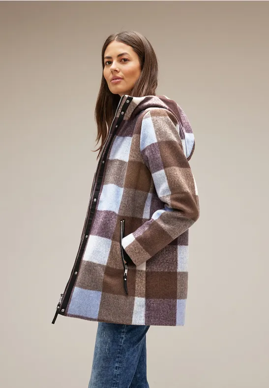 Hoodie Karojacke mit Kapuze sleek brown