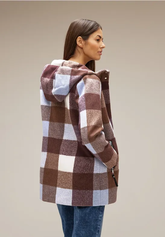 Hoodie Karojacke mit Kapuze sleek brown