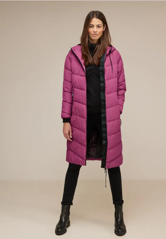 Langer Teflon Wintermantel peony red