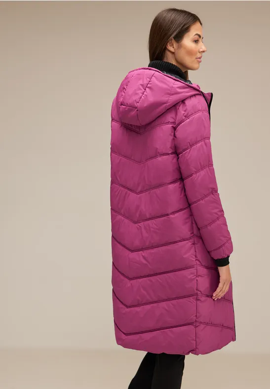 Langer Teflon Wintermantel peony red