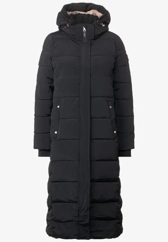 Langer Stepp Wintermantel Black