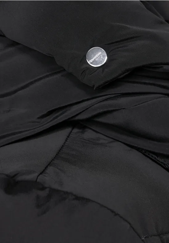 Langer Stepp Wintermantel Black