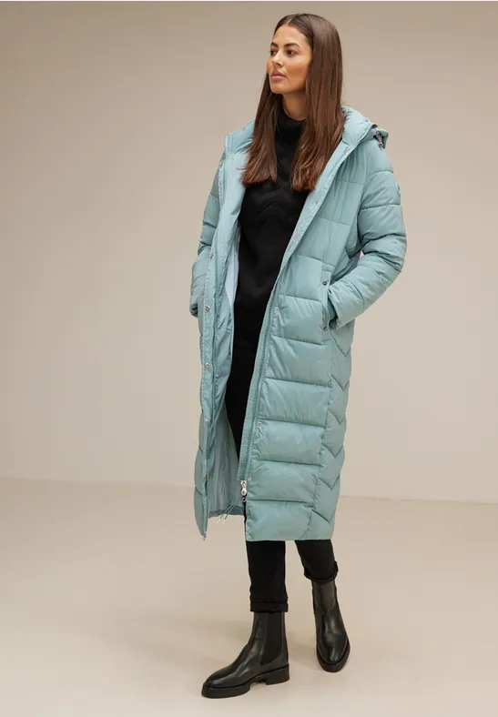 Langer Stepp Wintermantel polar mint