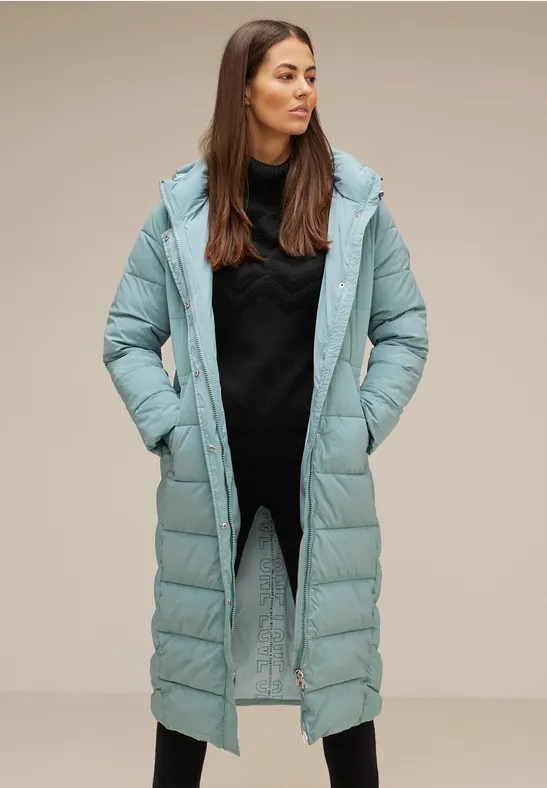 Langer Stepp Wintermantel polar mint