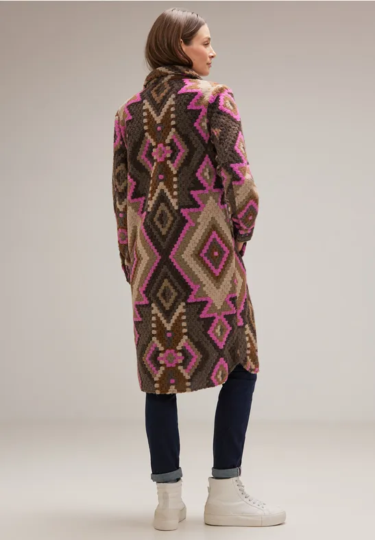 Mantel mit Ikat Print rocky brown