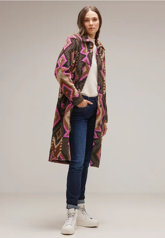 Mantel mit Ikat Print rocky brown