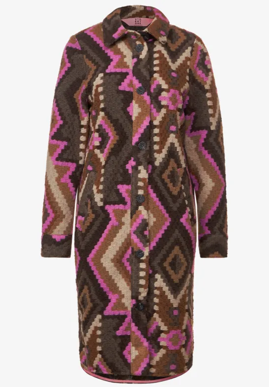Mantel mit Ikat Print rocky brown