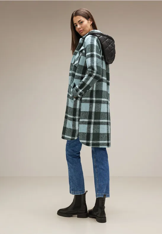 Karo Overshirt mit Kapuze light polar mint