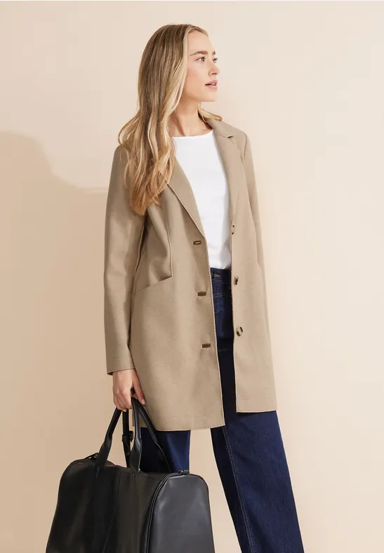 Manteau mi-saison cosy dark nutty mocca melange