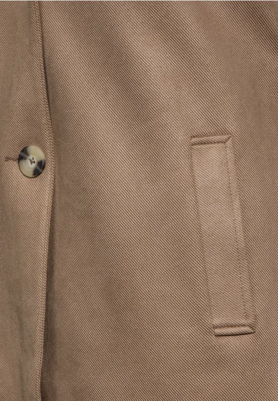 Trenchcoat in velours-look dark nutty mocca