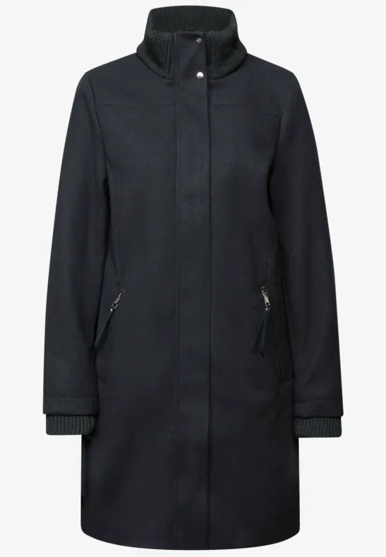Jas met gebreide details Obsidian Blue