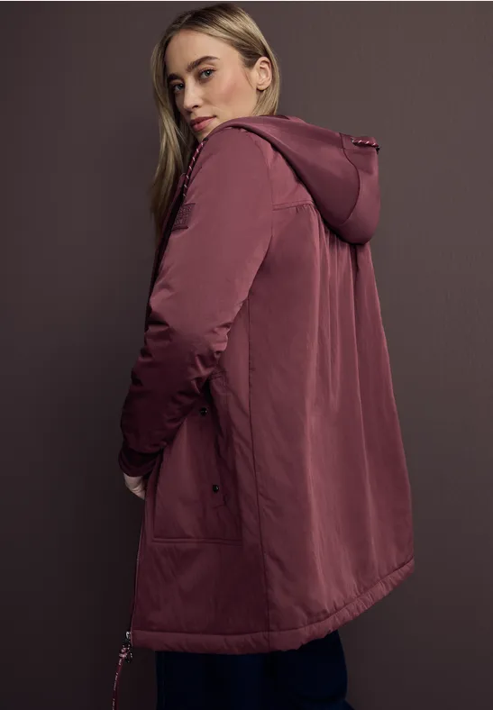 Langer Blouson mit Kapuze Light Mahagony Red