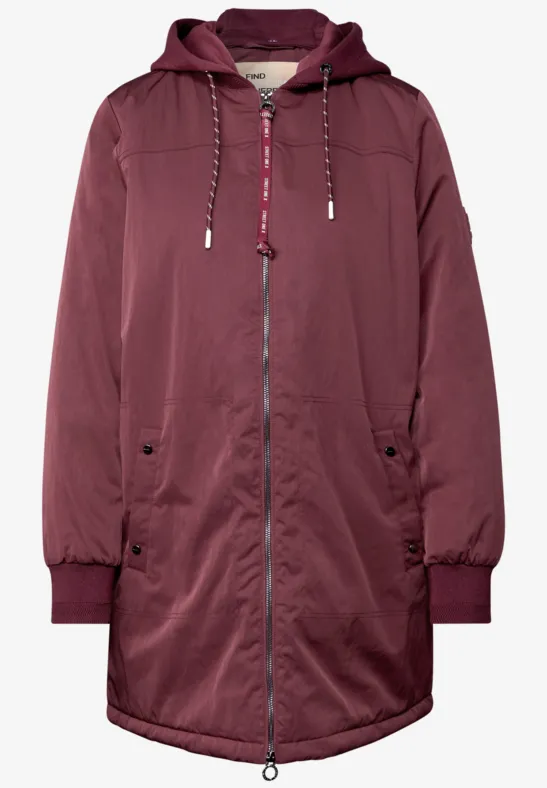 Langer Blouson mit Kapuze Light Mahagony Red