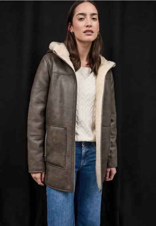 Lederlook jasje Sandy Mocca