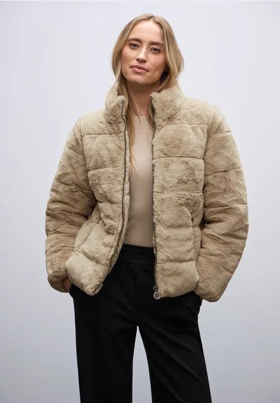 Veste matelassée en fausse fourrure Smooth Champagne