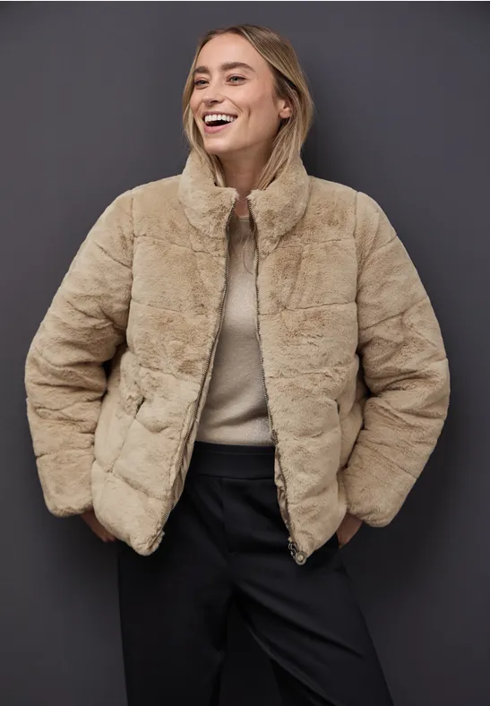 Veste matelassée en fausse fourrure Smooth Champagne