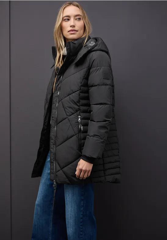 Veste matelassée de longueur midi Black