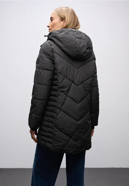 Veste matelassée de longueur midi Black