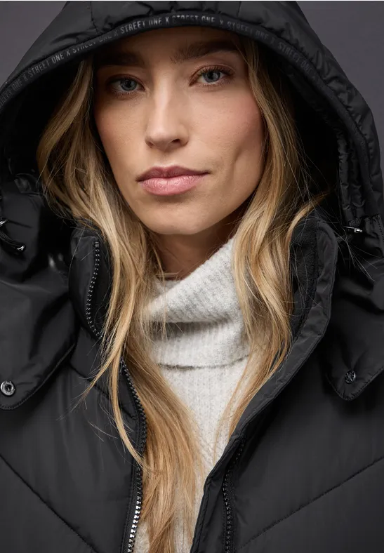 Veste matelassée de longueur midi Black