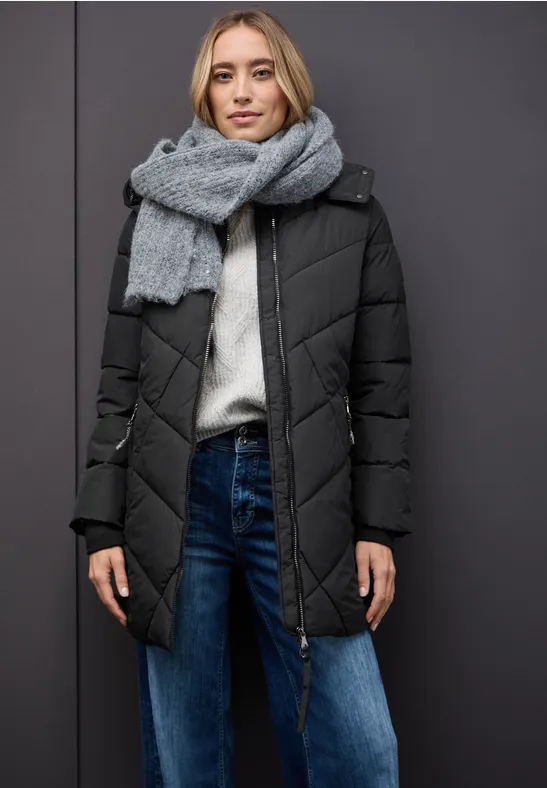 Veste matelassée de longueur midi Black