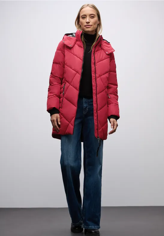 Gewatteerd jack in midilengte carpet red