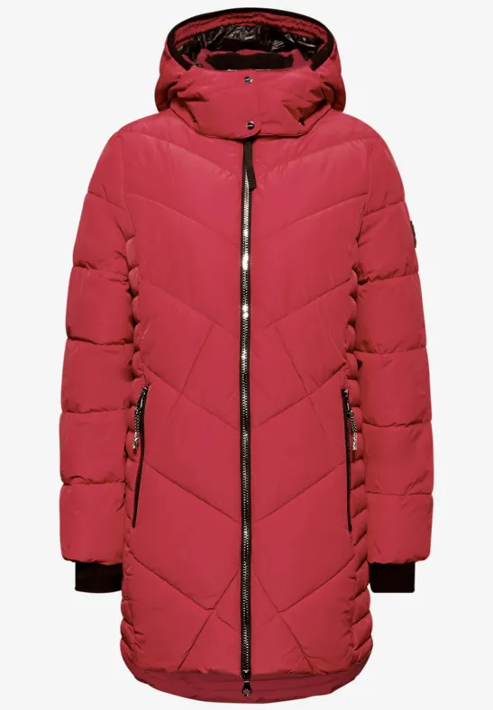 Gewatteerd jack in midilengte carpet red