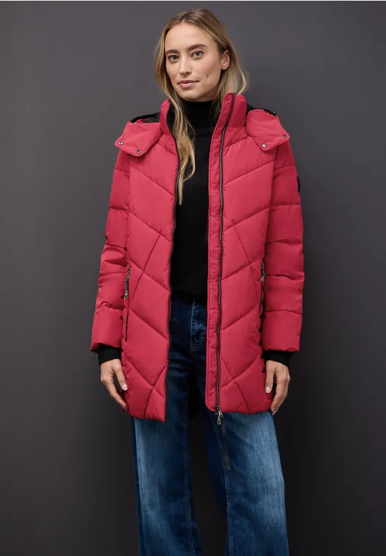 Gewatteerd jack in midilengte carpet red