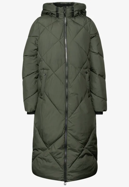 Veste longue matelassée cypress green