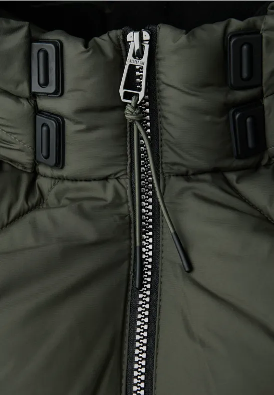 Veste longue matelassée cypress green