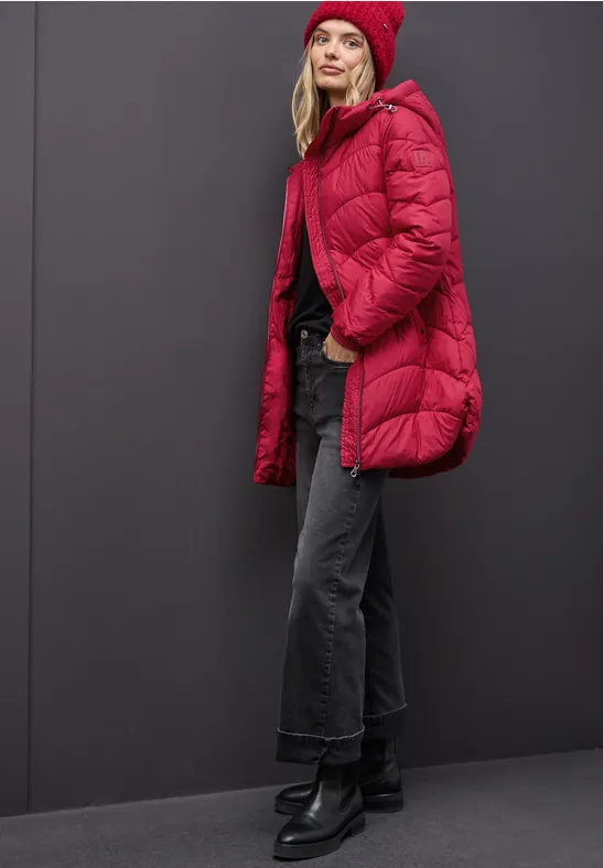 Veste matelassée midi carpet red